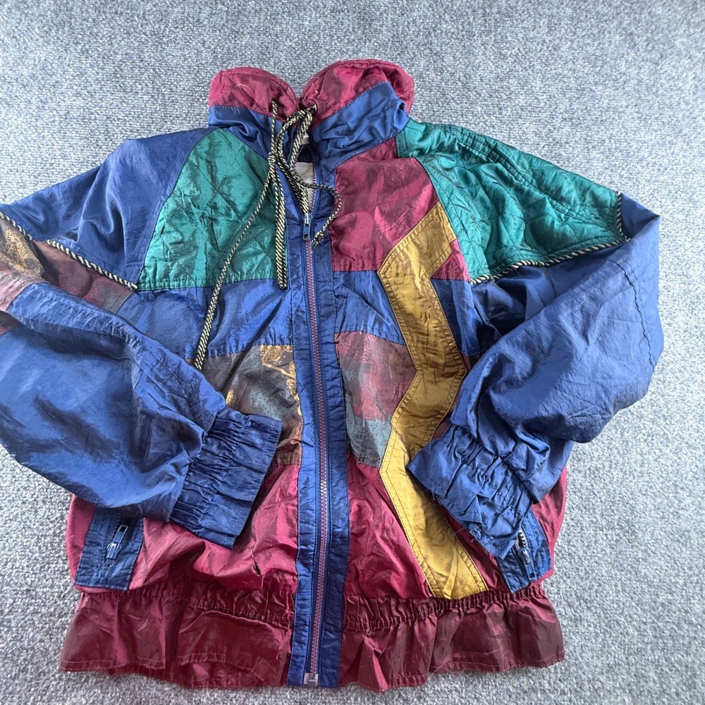 Vintage Otello Pelle Colorblock Windbreaker Jacket Multicolor Geometric Small